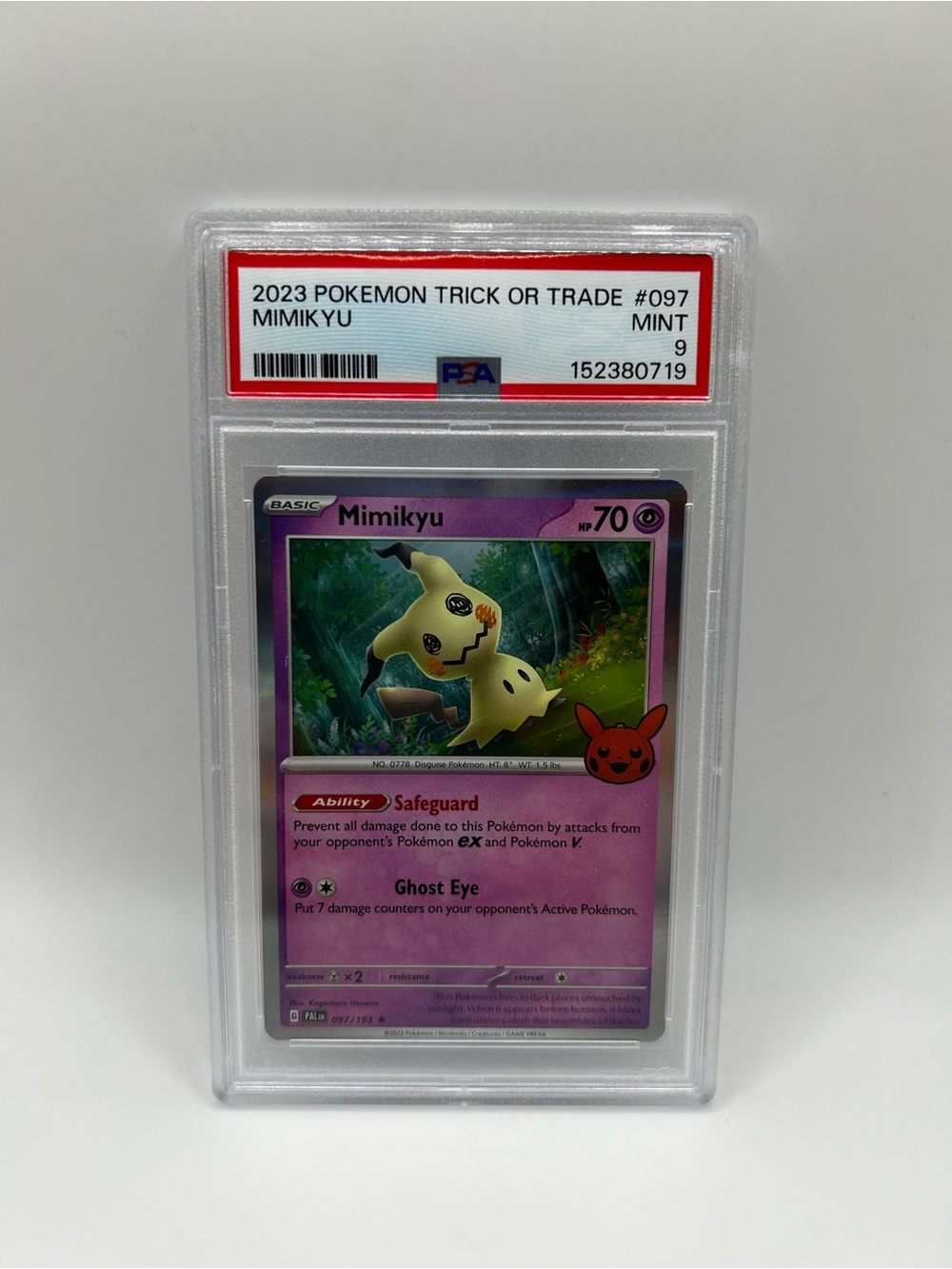 Pokémon Mimikyu PSA Graded MINT 9 2023 Trick or Trade #097